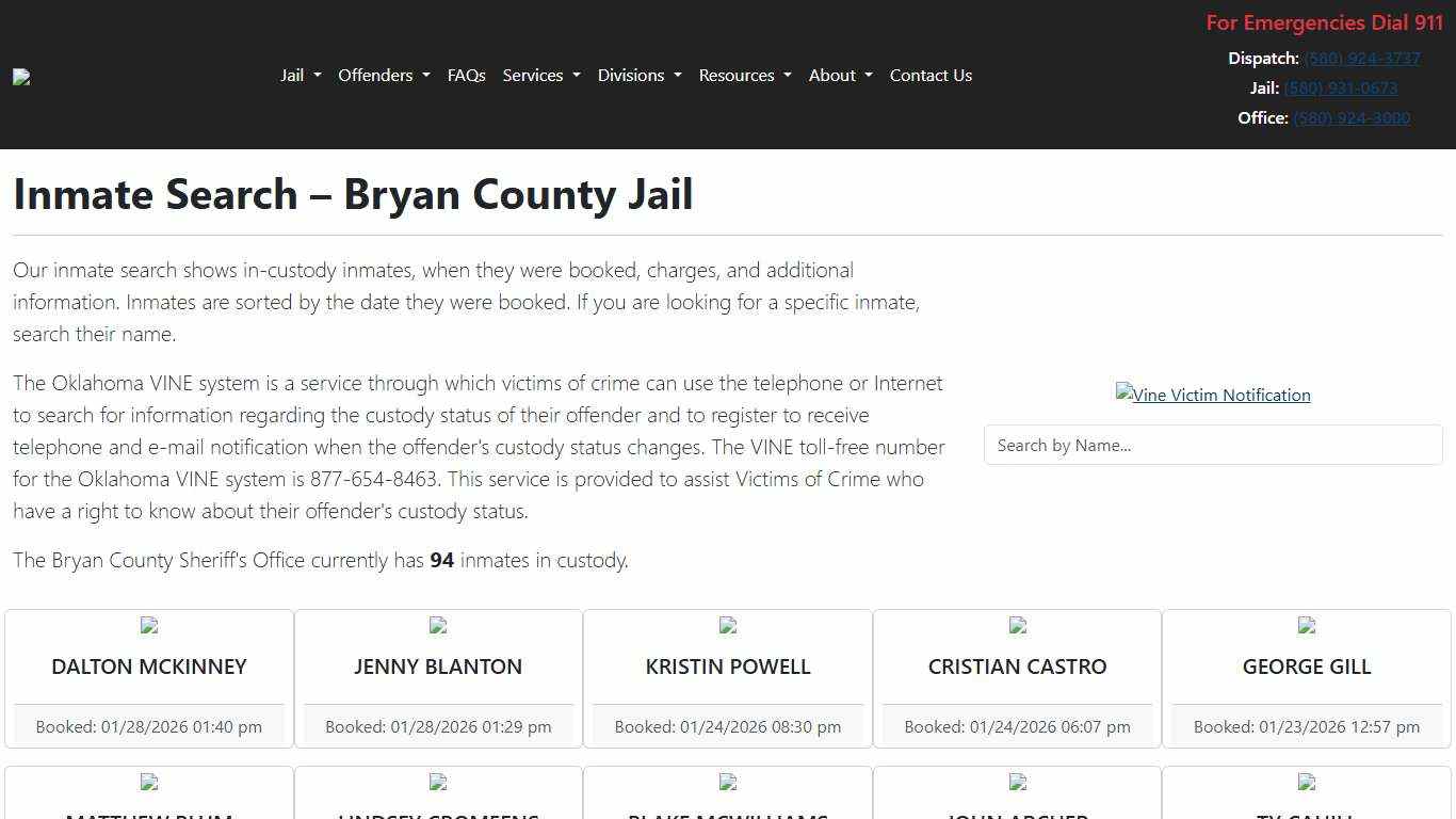 Inmate Search Bryan County Sheriff's Office